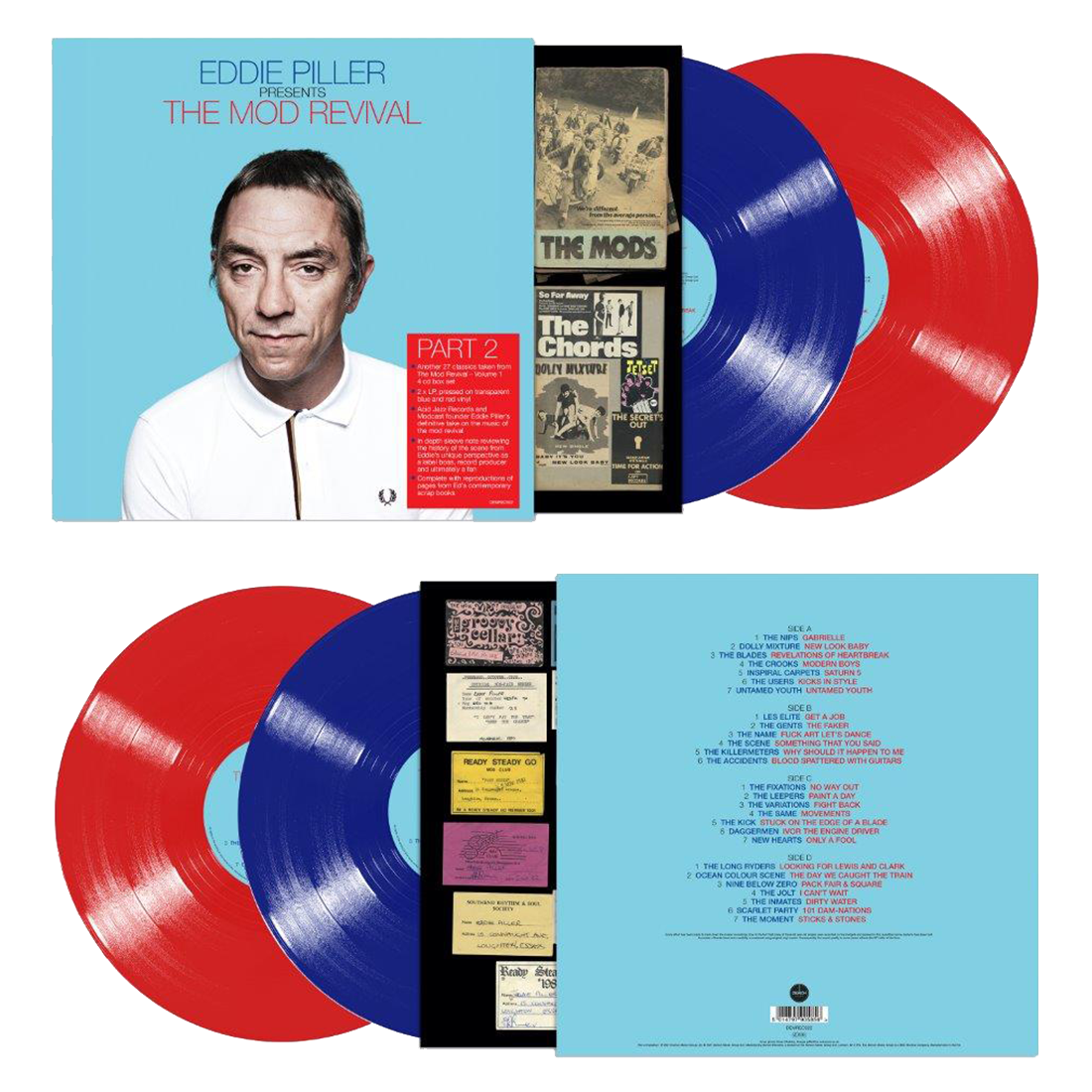 Eddie Piller Presents More of The Mod Revival: Limited Edition Transparent Blue and Red Vinyl 2LP { vinyl }