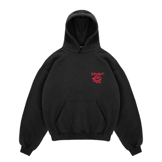 Logo Flower Hoodie in Black { vinyl }