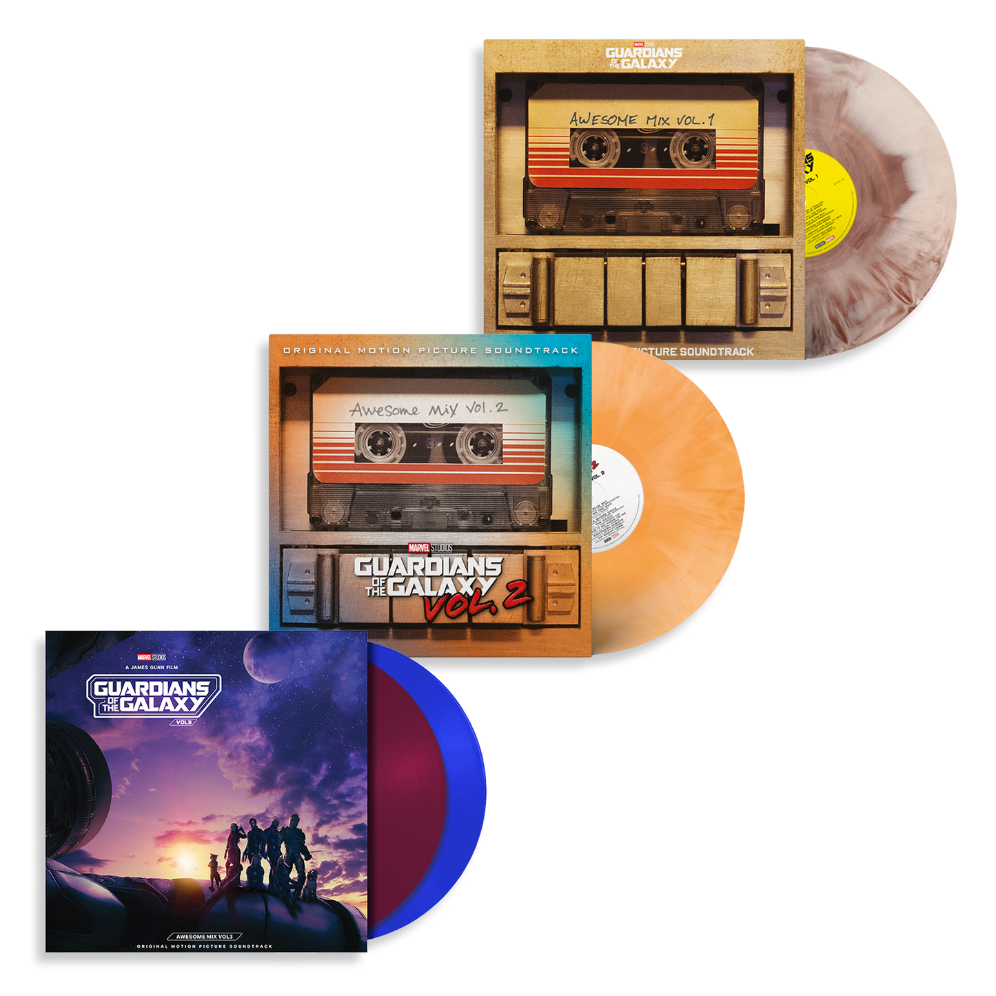 Guardians Of The Galaxy - Awesome Mix Vol. 1+2+3: Limited Colour Vinyl Set { vinyl }
