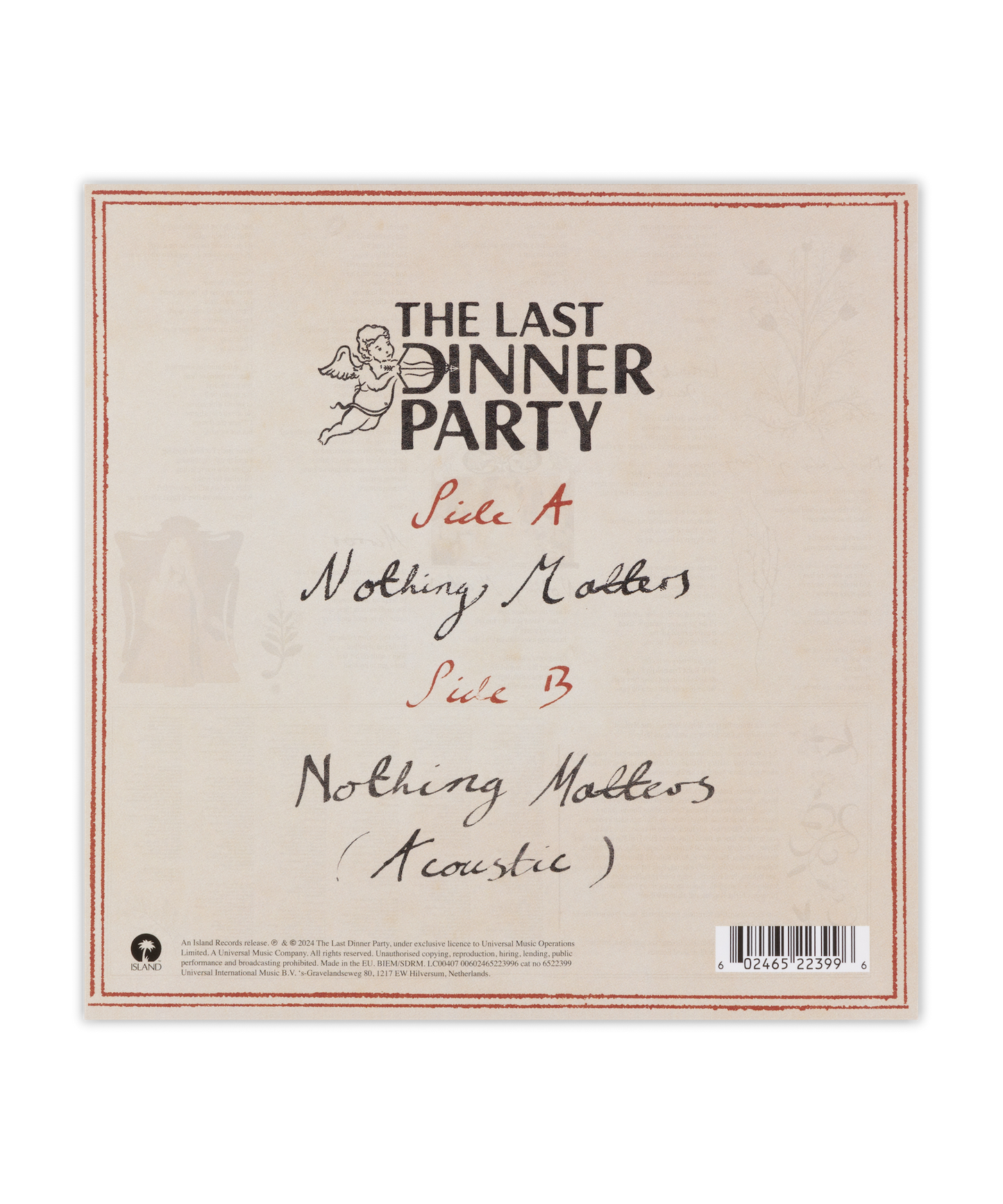 Nothing Matters: Crystal Clear Vinyl 7” Single { vinyl }