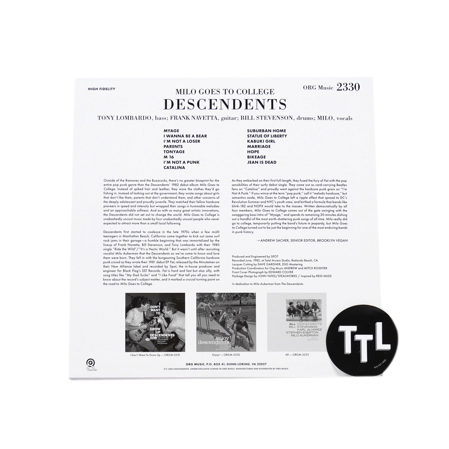 Descendents: Milo Goes To College - Punk Note Edition Vinyl LP { vinyl }