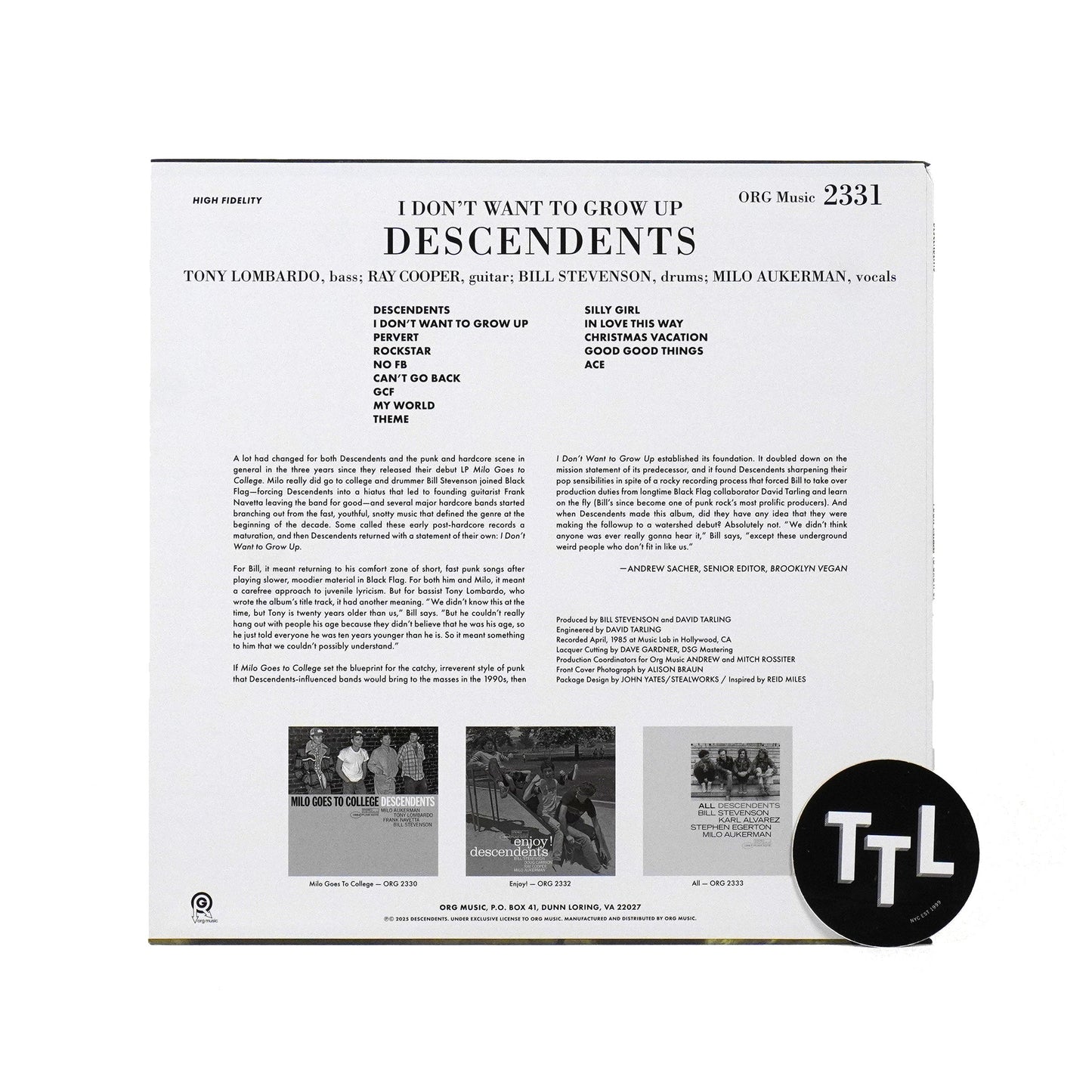 Descendents: I Don't Want To Grow Up - Punk Note Edition Vinyl LP { vinyl }
