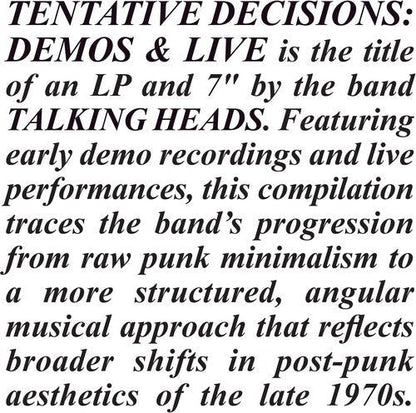 TALKING HEADS - TENTATIVE DECISIONS: DEMOS & LIVE Vinyl LP { vinyl }