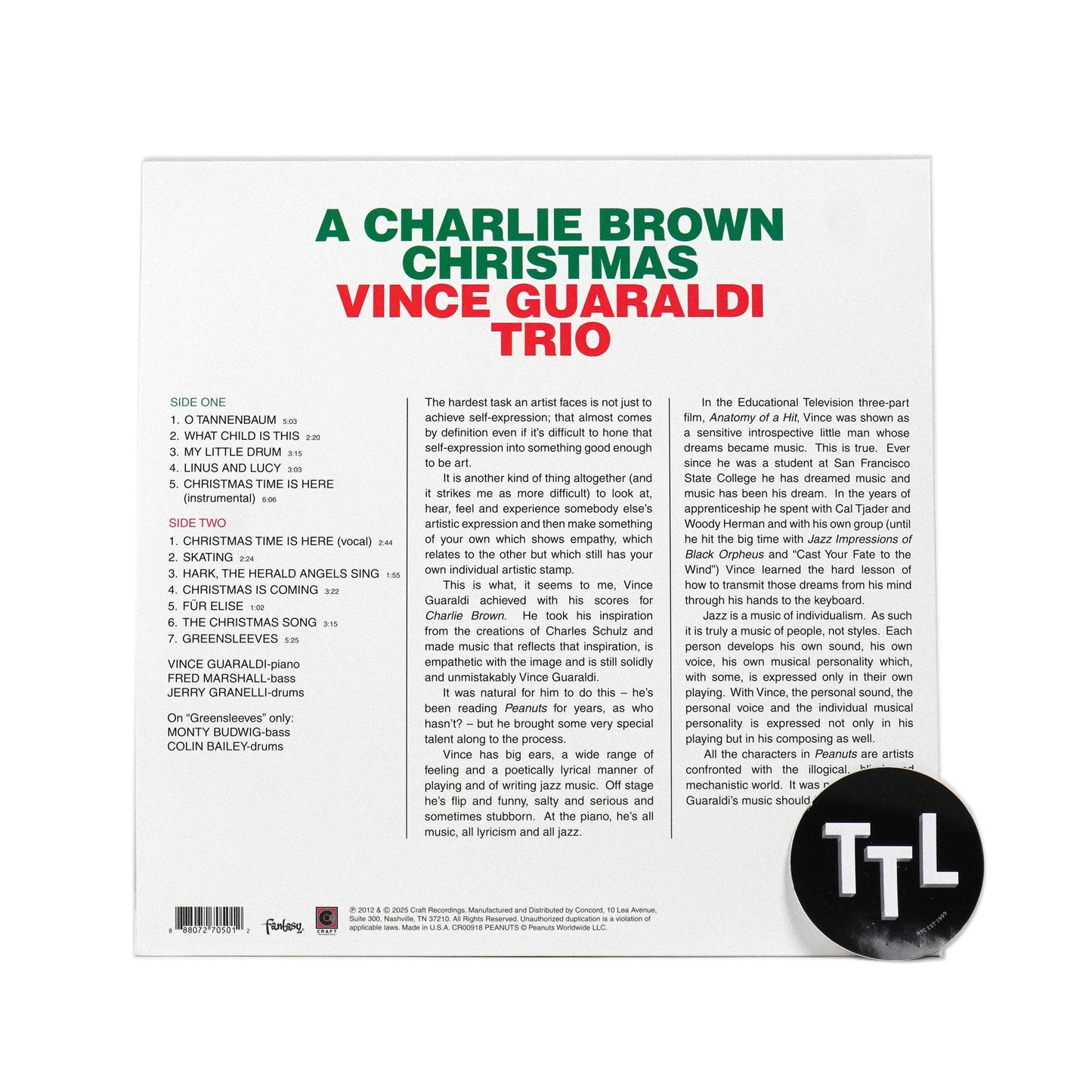 Vince Guaraldi Trio: A Charlie Brown Christmas (Zoetropic) Vinyl LP { vinyl }