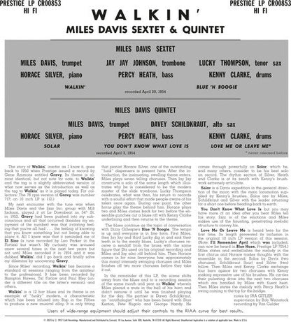 MILES DAVIS ALL STARS - WALKIN (ORIGINAL JAZZ CLASSICS SERIES) Vinyl LP { vinyl }